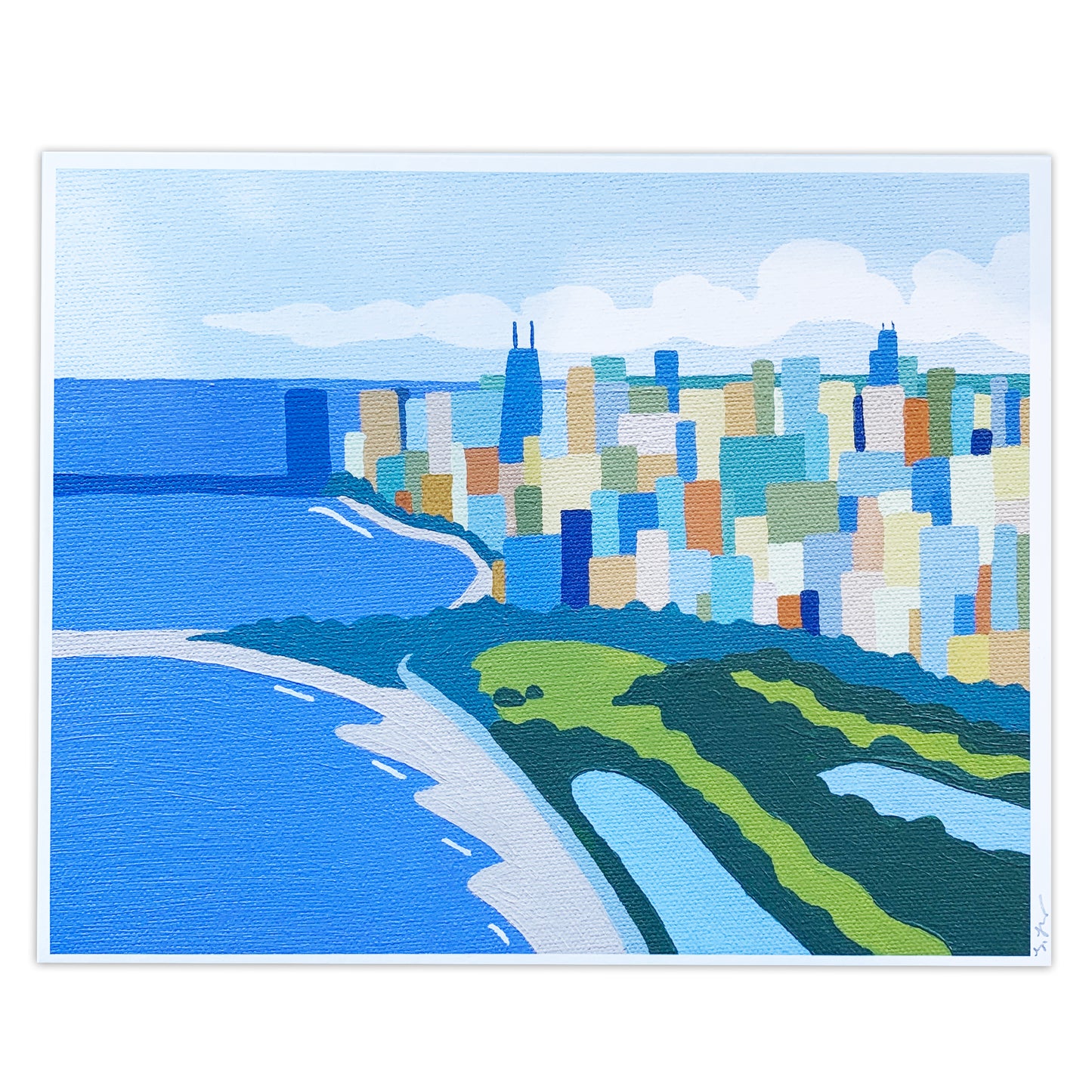 Chicago Summer Skyline & Lakeshore Landscape Print