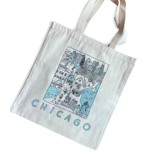 Chicago Illustrated Cityscape Tote Bag
