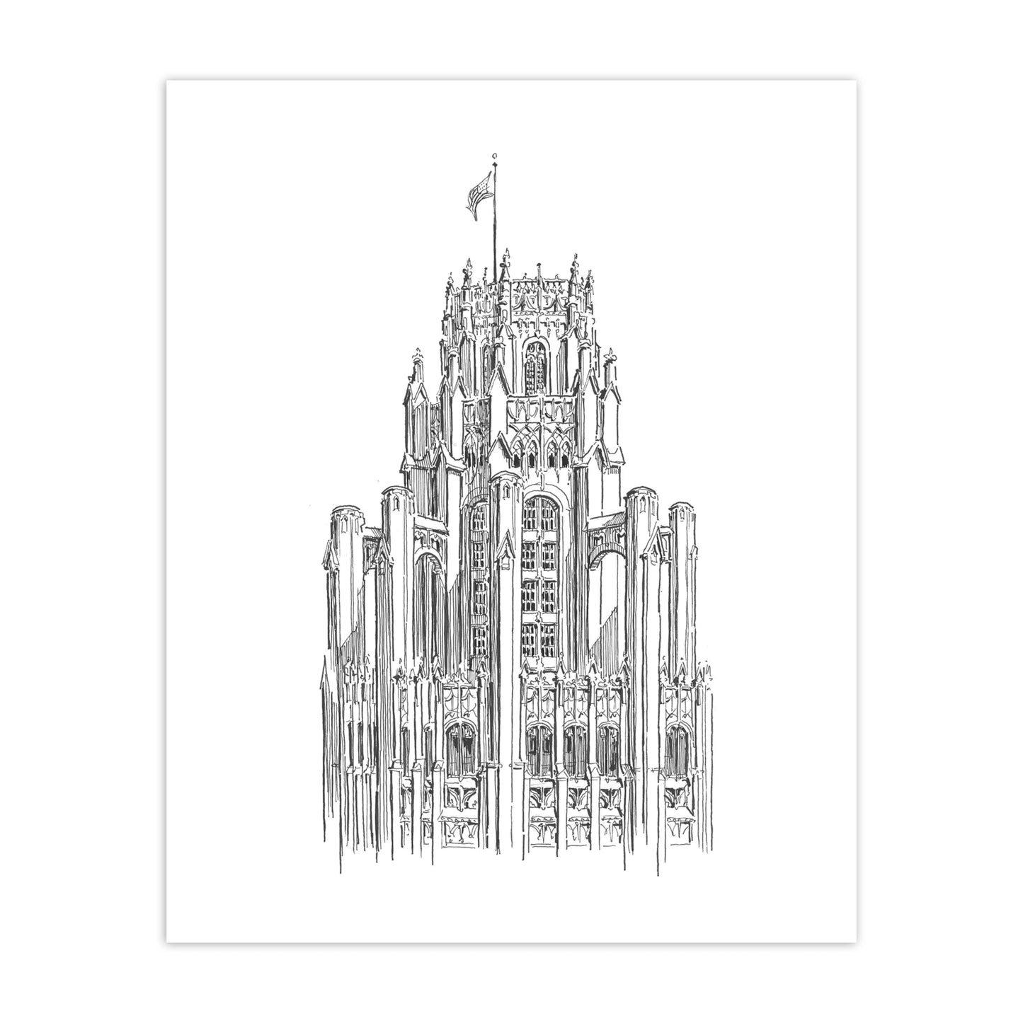 Chicago Tribune Building Illustrated 8" x 10" Print