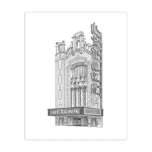 Chicago's Uptown Theater Illustrated 8" x 10" Print