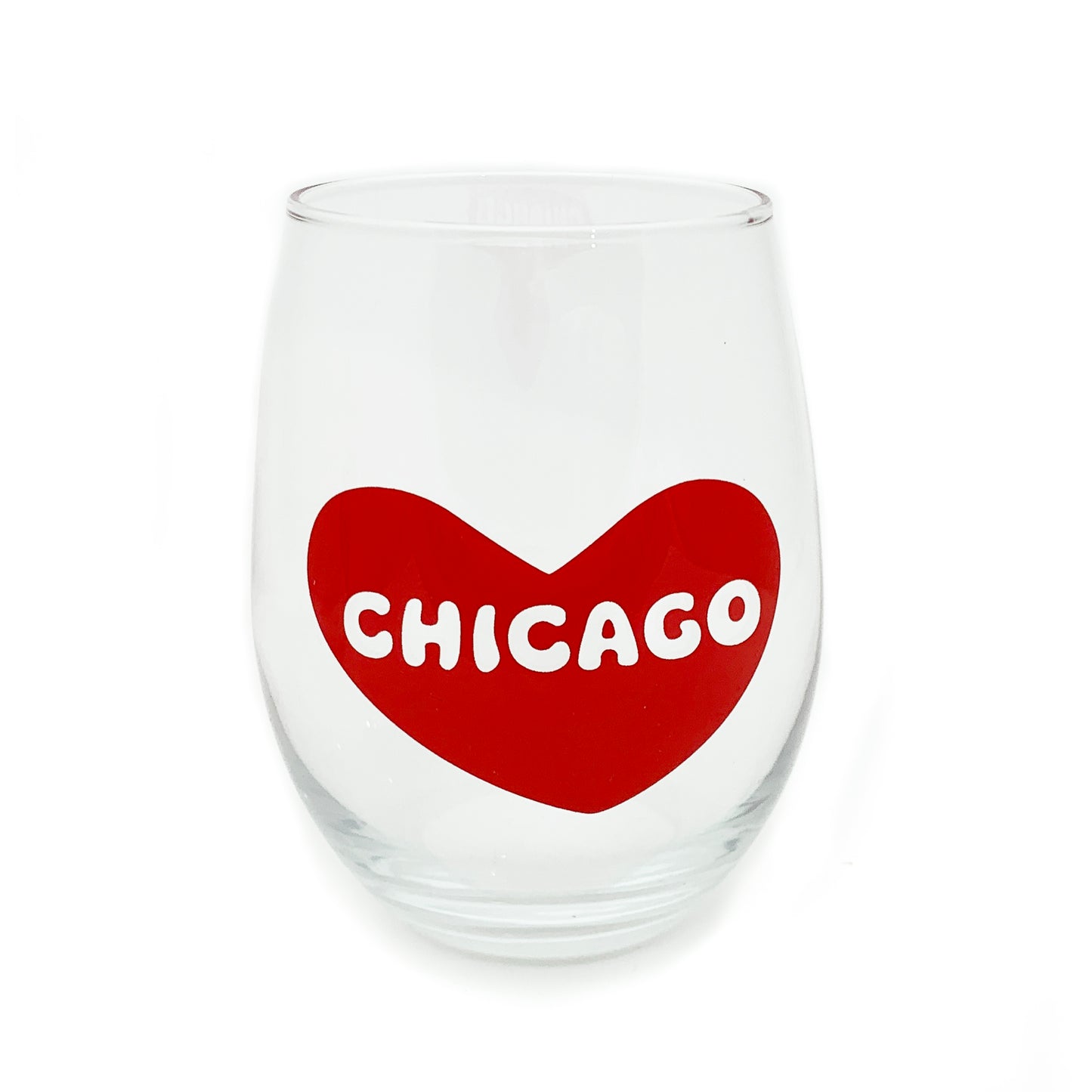 Chicago Heart Wine Glass
