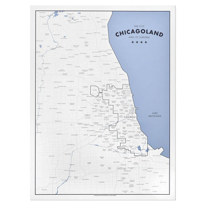 Chicagoland - a Map of Chicago and its Suburbs 18″ x 24″ Print