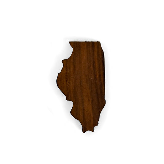 Illinois State Shaped Walnut Magnet