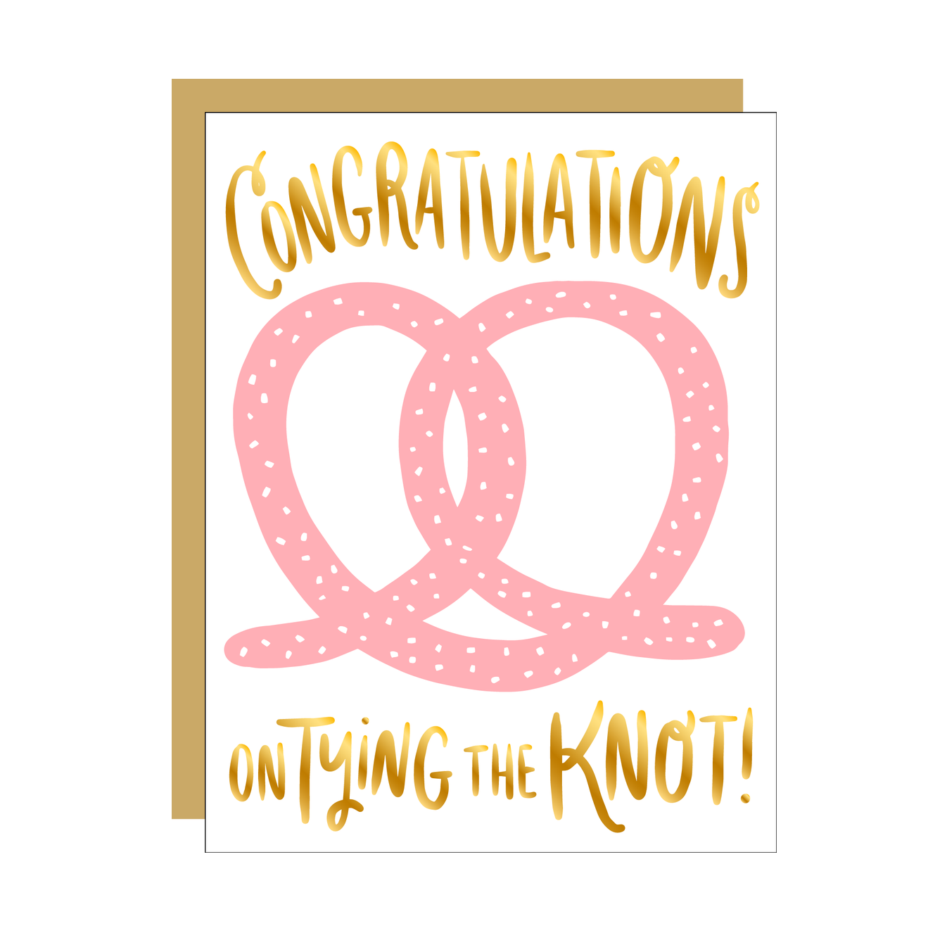 Congratulations on Tying the Knot Pretzel Letterpress Wedding Card