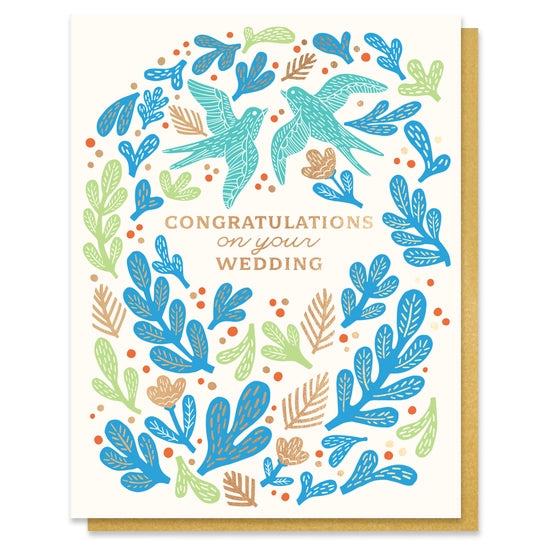 Congratulations on your Wedding Bird Card with Foil