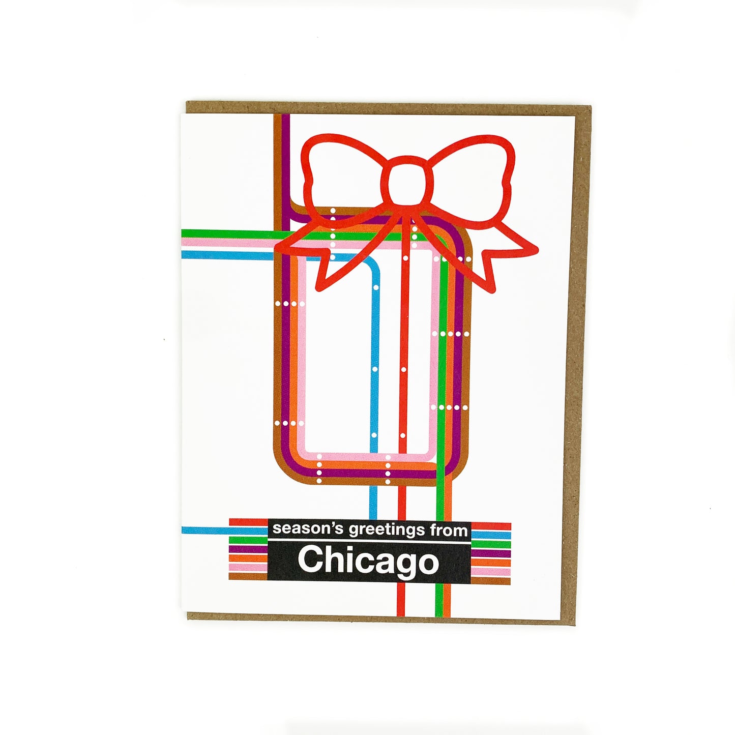 Seasons Greetings from Chicago CTA Loop Holiday Letterpress Greeting Card