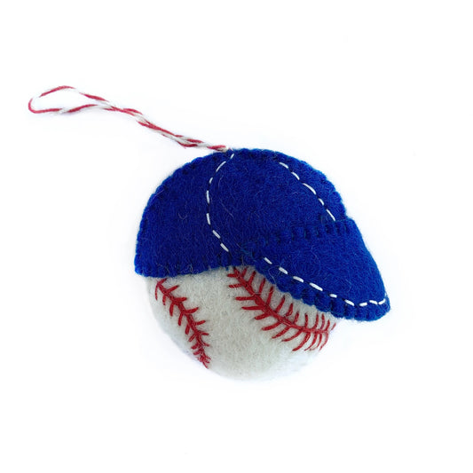 Cubbie Blue Baseball Cap Felt Wool Ornament