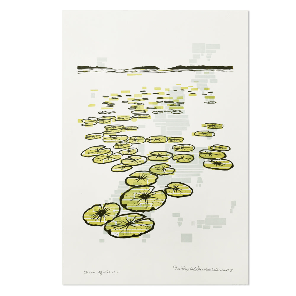 Chain of Lakes 12" x 18" Letterpress Print