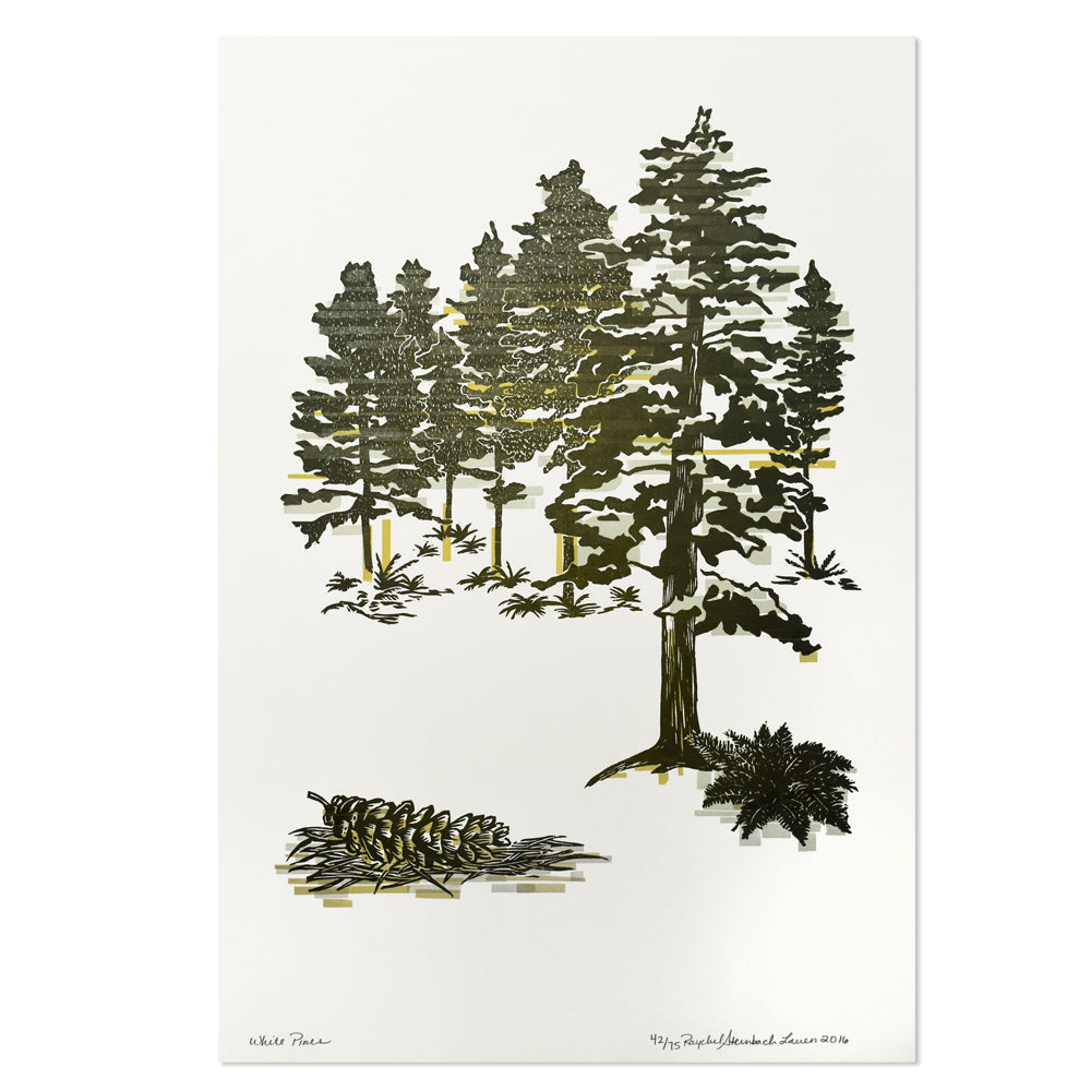 White Pines 12" x 18" Tree Letterpress Print