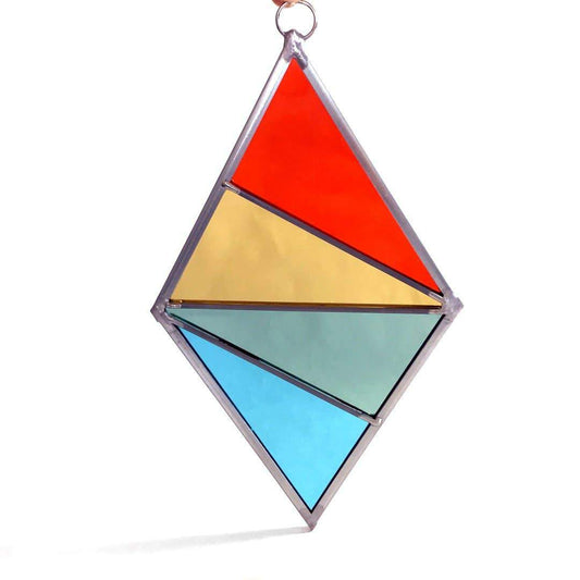 Vertical Diamond Stained Glass Suncatcher