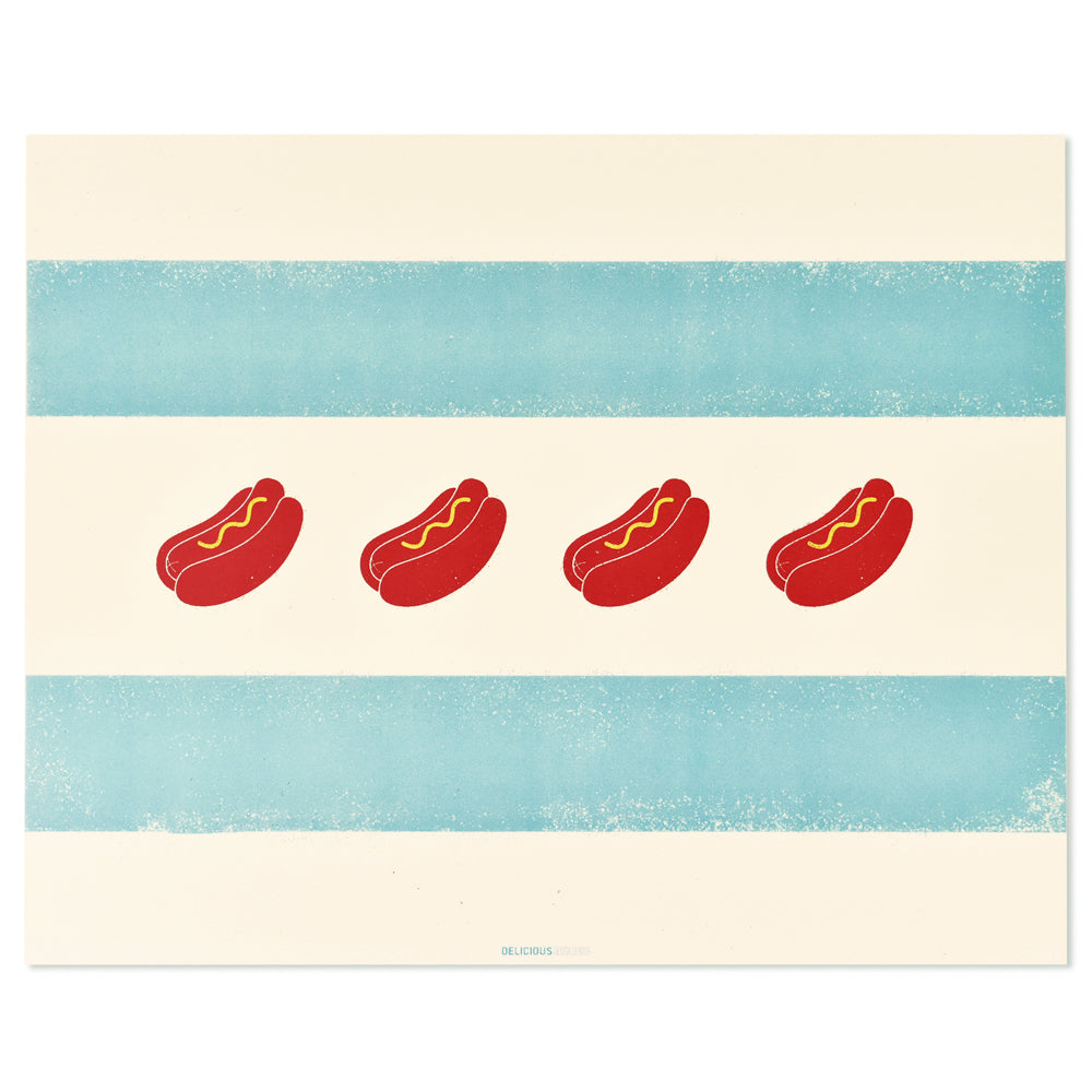 Spirit of Chicago Hot Dog Flag 10" x 8" Print