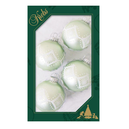 White Star Diamond Retro Light Green Glass Ball Ornaments (Set of 4)