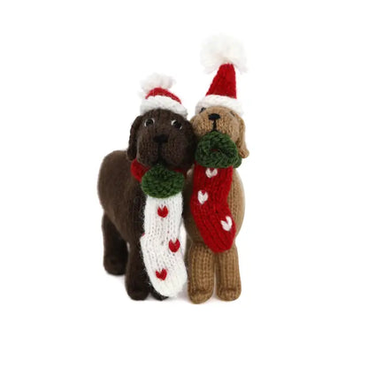Dog with Stocking Knit Ornament