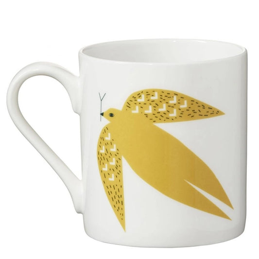 Yellow Illustrated Dove Mug