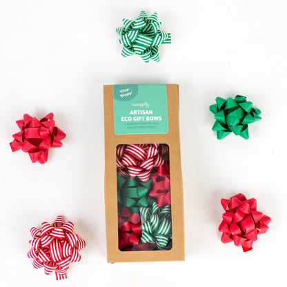 Eco-friendly Cotton Ribbon Holiday Gift Bows (Box of 5 Bows)