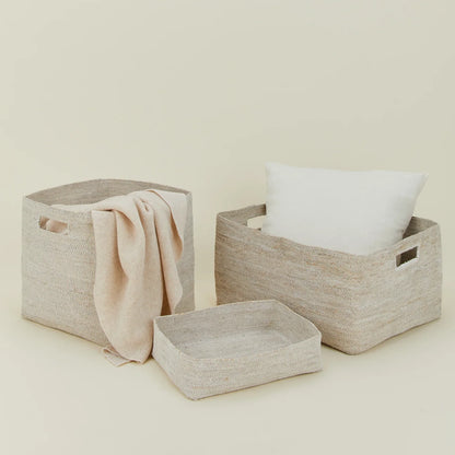 Essential Woven Natural White Storage Basket