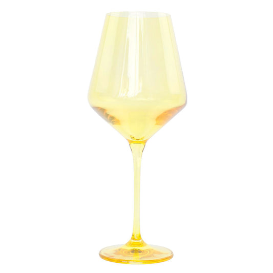 Handblown Yellow Colored Wine Glass