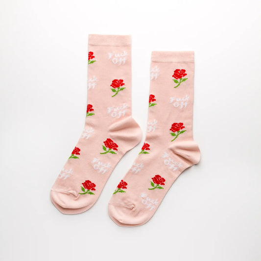 F*** Off Roses Women's Cotton Crew Socks [Profanity Warning]