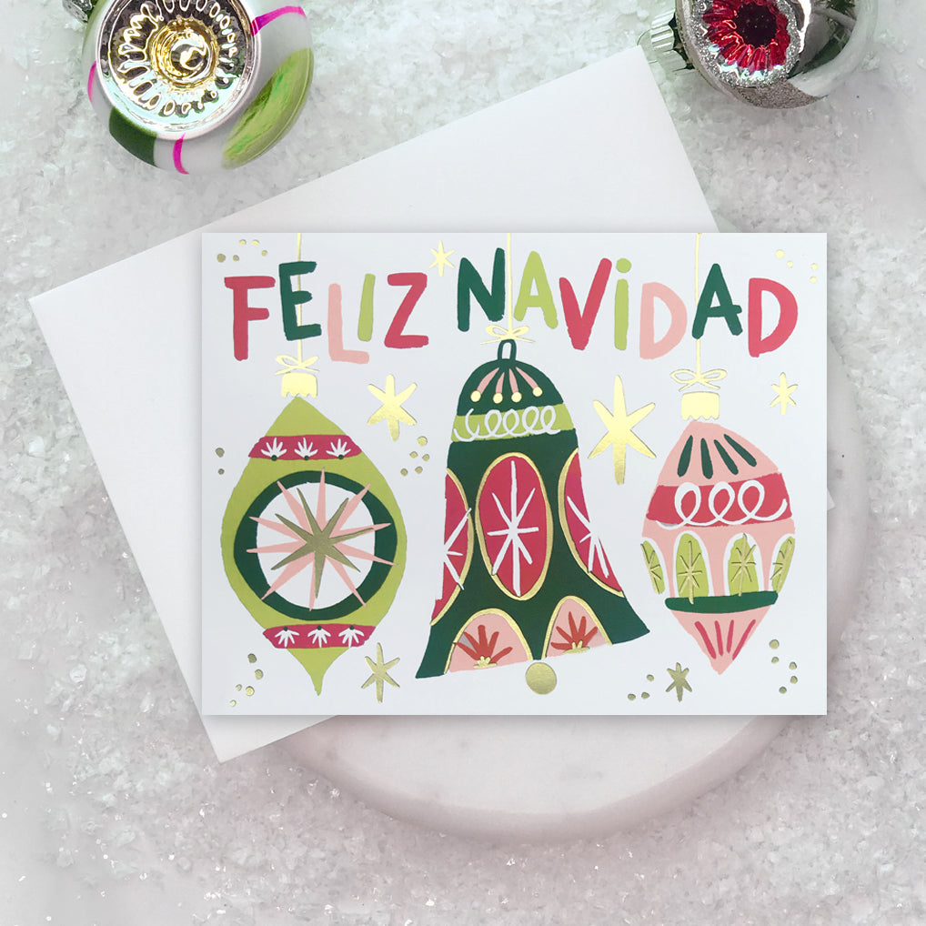 Feliz Navidad Ornaments Holiday Card