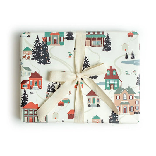 Folk Village Holiday Gift Wrap 20" x 30" Sheets (Set of 3)