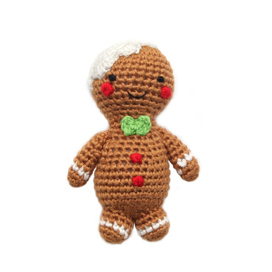 Crocheted Holiday Gingerbread Baby Rattle
