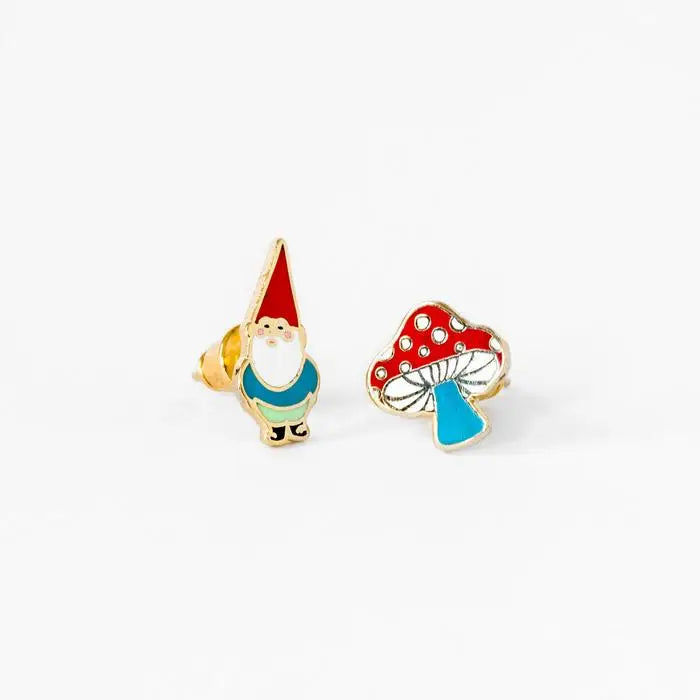 Gnome & Mushroom Earring Set