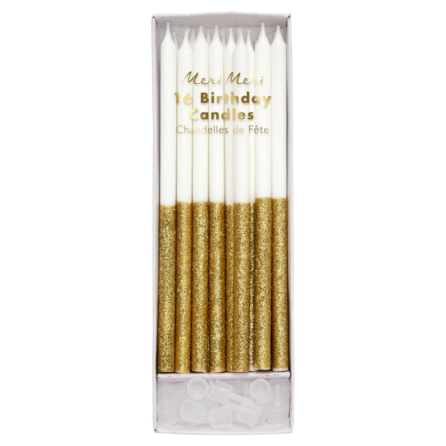 Gold Glitter Dipped 6" Cake Candles (Pack of 16)