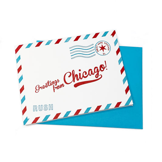Greetings from Chicago Airmail Card