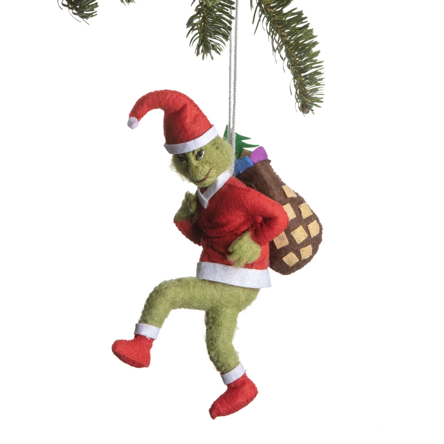 Grinch Santa Felt Ornament