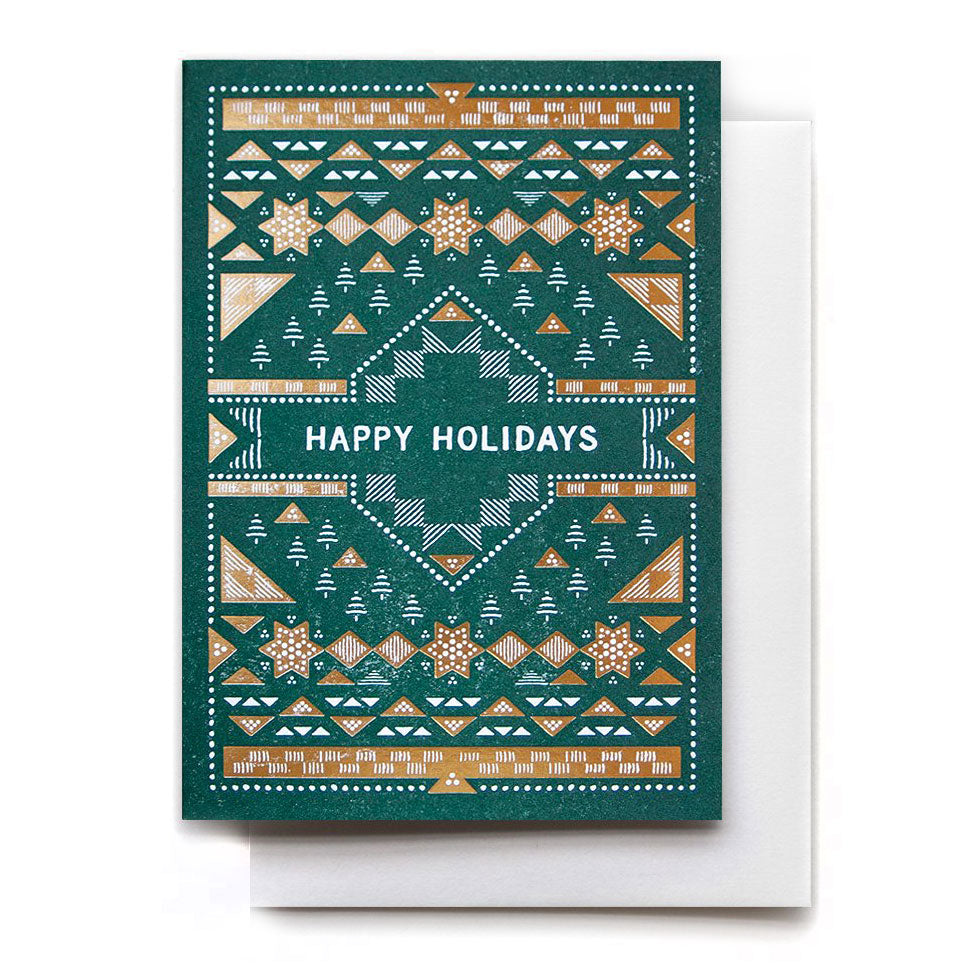 Happy Holidays Sashiko Holiday Card