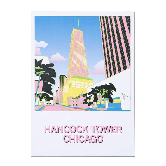 Hancock Tower Chicago Illustrated Postcard