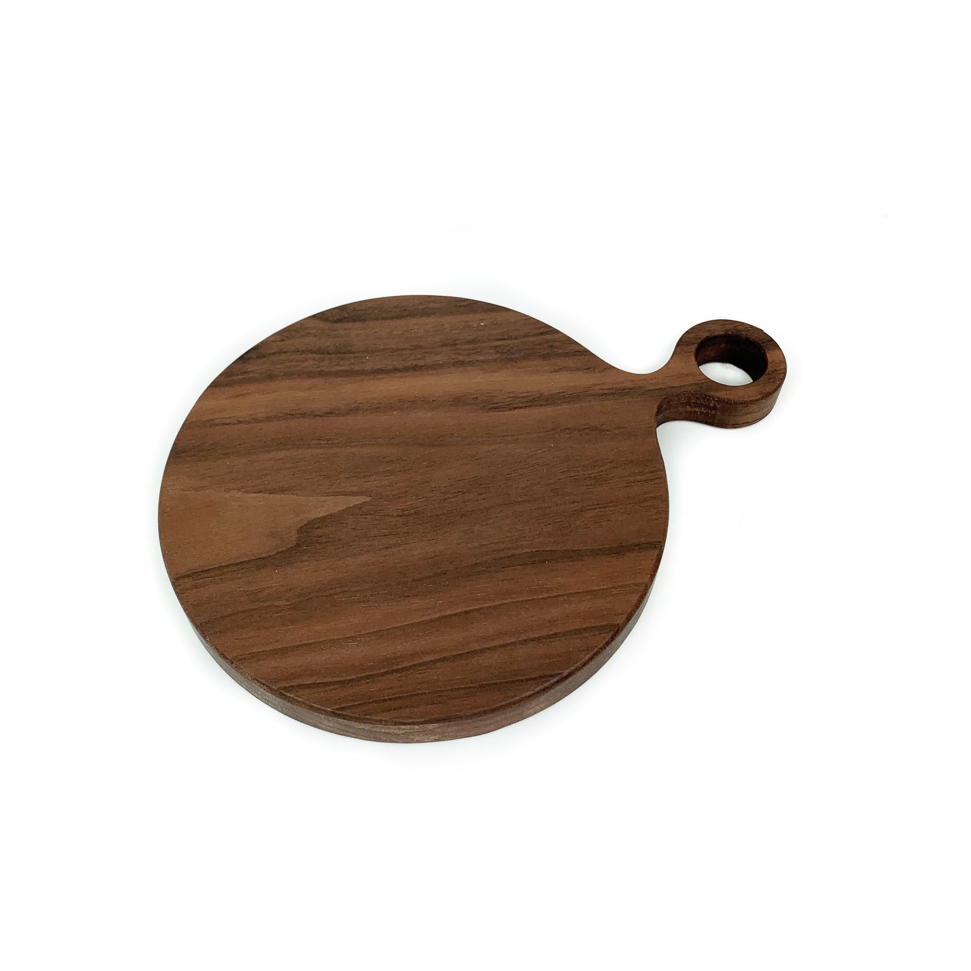 Creative Co-op Round Small Suar Wood Cutting Board with Handle, Natural