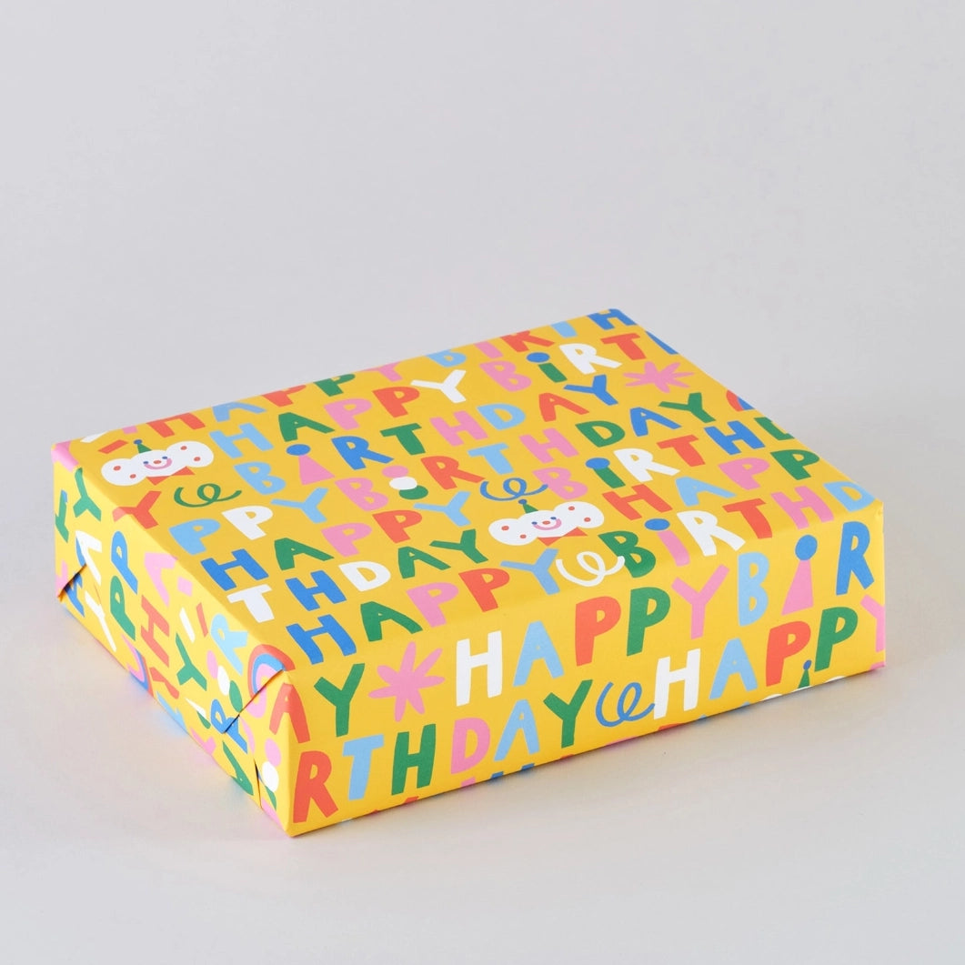 Happy Birthday Colorful Type Gift Wrap (Pack of 3 - 20” x 28” Sheets)
