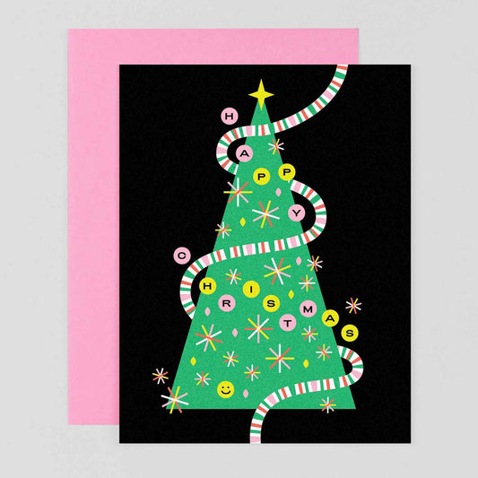 Happy Christmas Tree Holiday Greeting Card