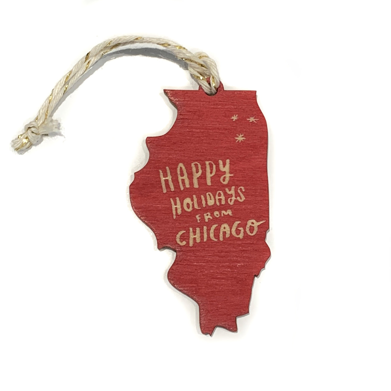 Happy Holidays from Chicago Illinois Wood Ornament