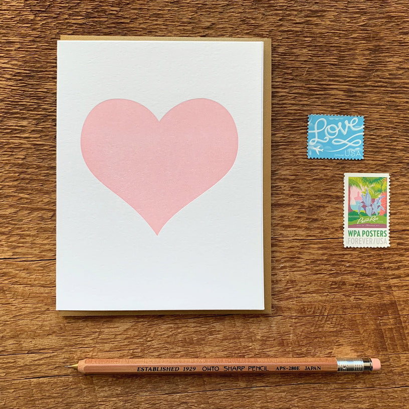 Simple Heart Valentine's Day or Love Letterpress Greeting Card