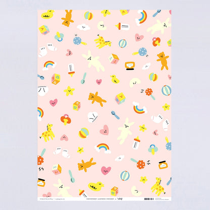 Hello Baby Gift Wrap (Pack of 3 - 20” x 28” Sheets)