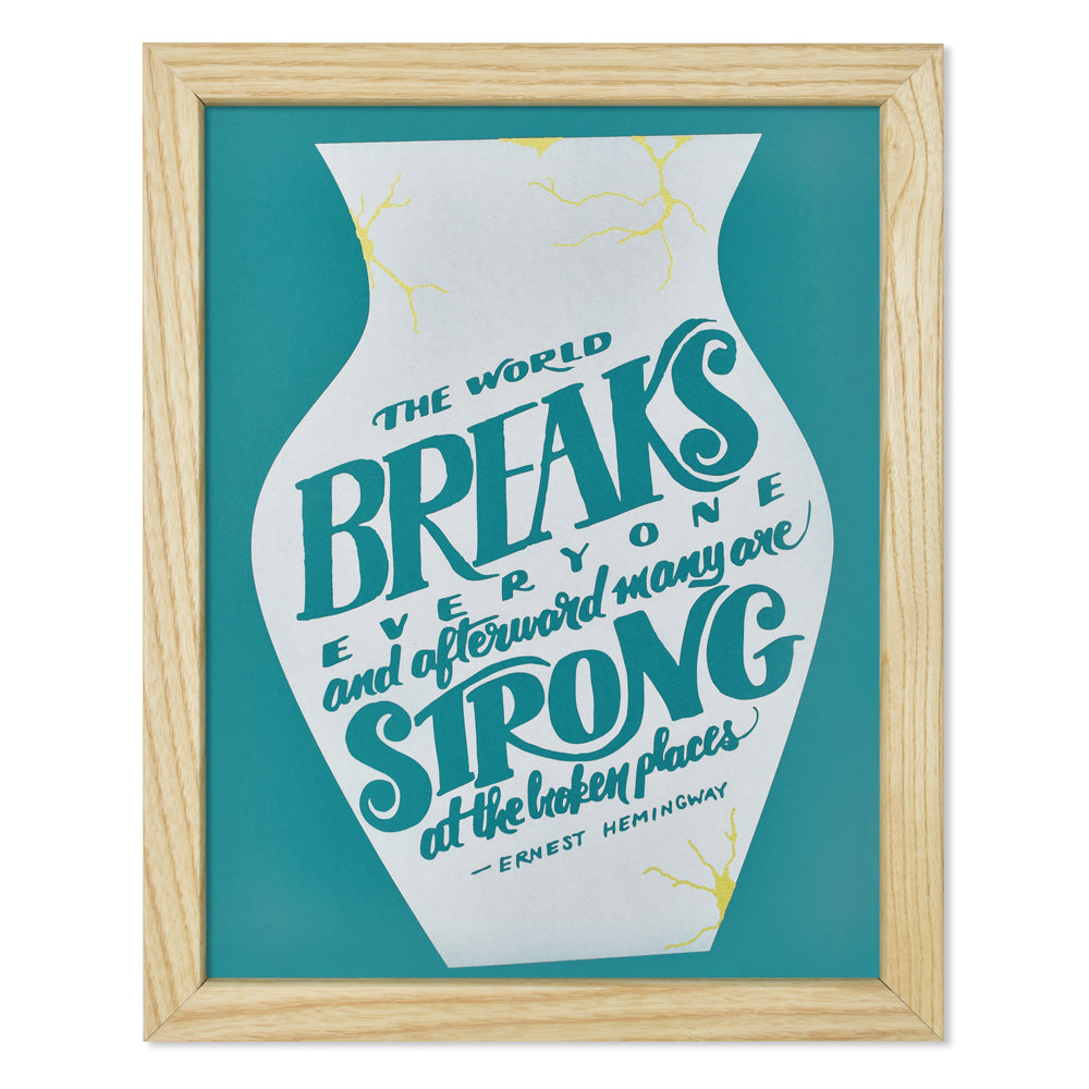 Hemingway Broken Places Typographic 8.5" x 11" Limited Edition Screen Print