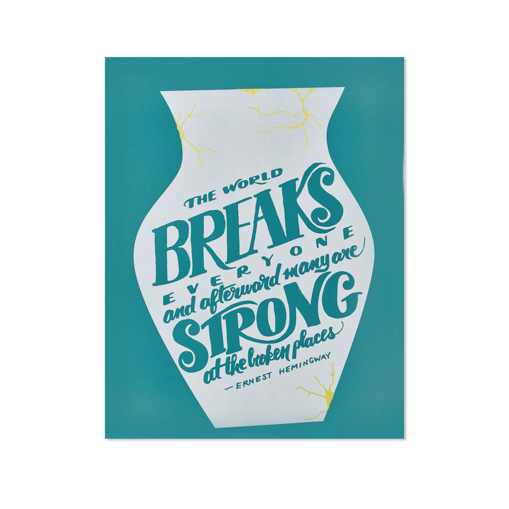 Hemingway Broken Places Typographic 8.5" x 11" Limited Edition Screen Print