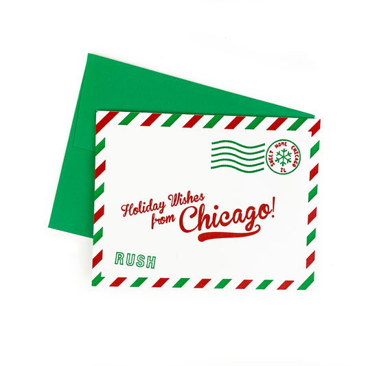 Holiday Wishes from Chicago Airmail Letterpress Greeting Card
