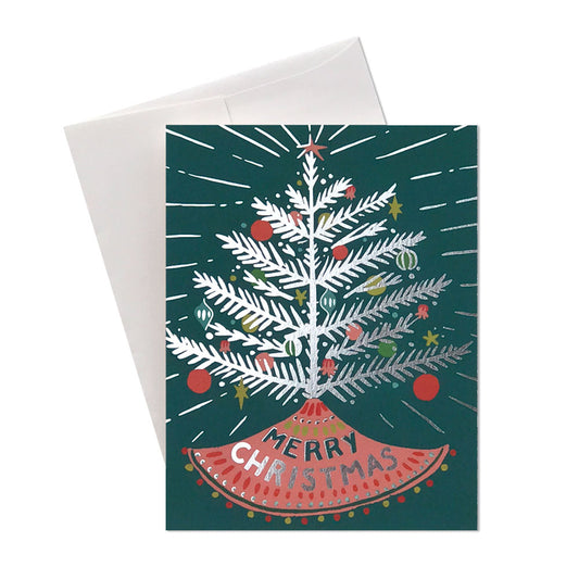 Merry Christmas Aluminum Tree Holiday Cards (Box of 8)