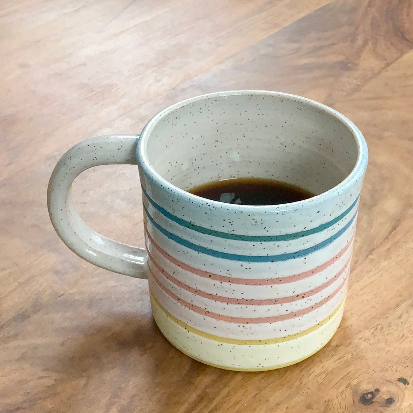 Rainbow Stripe Wheel Thrown Ceramic Mug