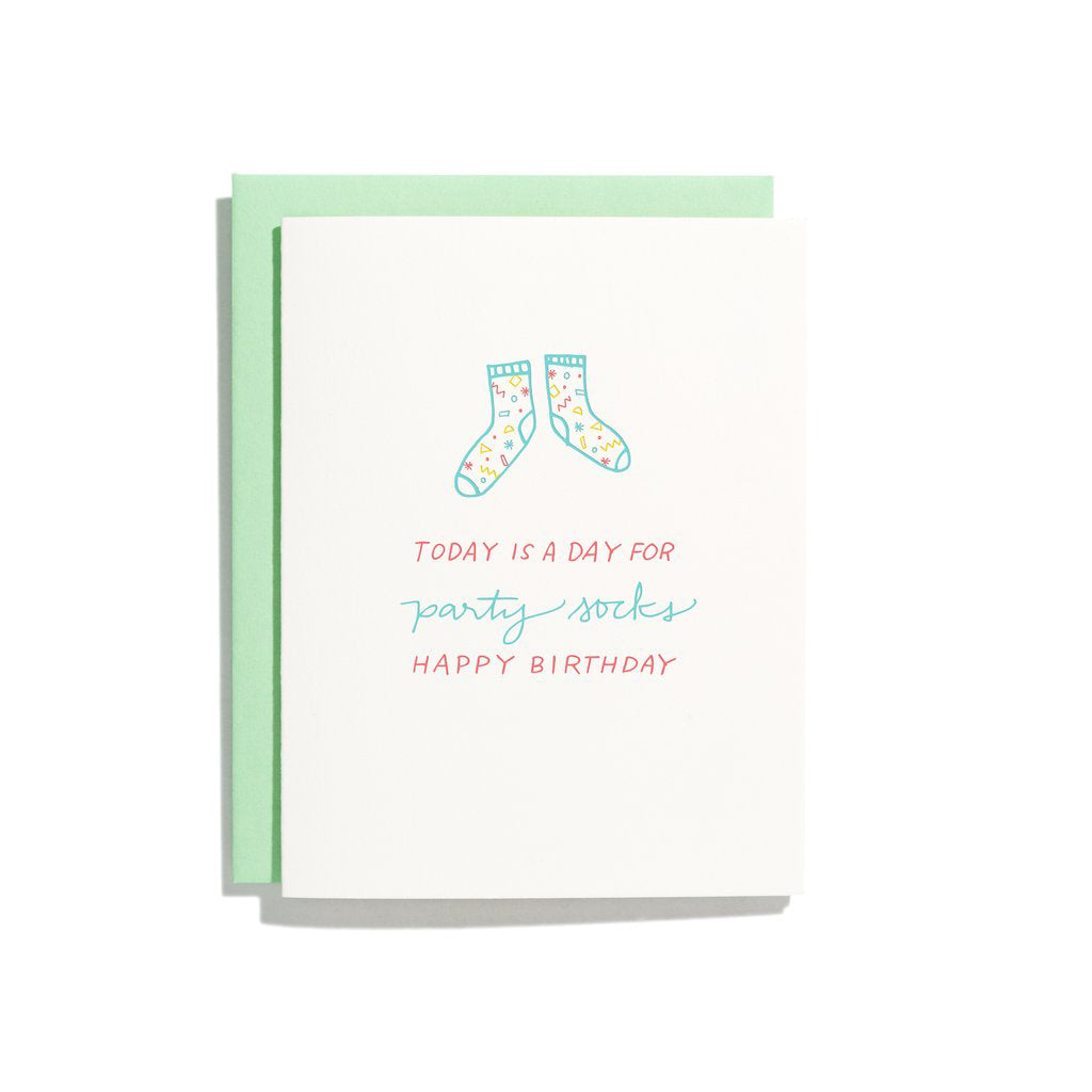 Party Socks Birthday Letterpress Card