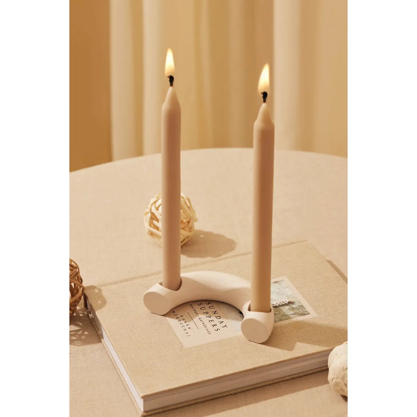 Modern C Shaped Concrete Taper Candle Holder