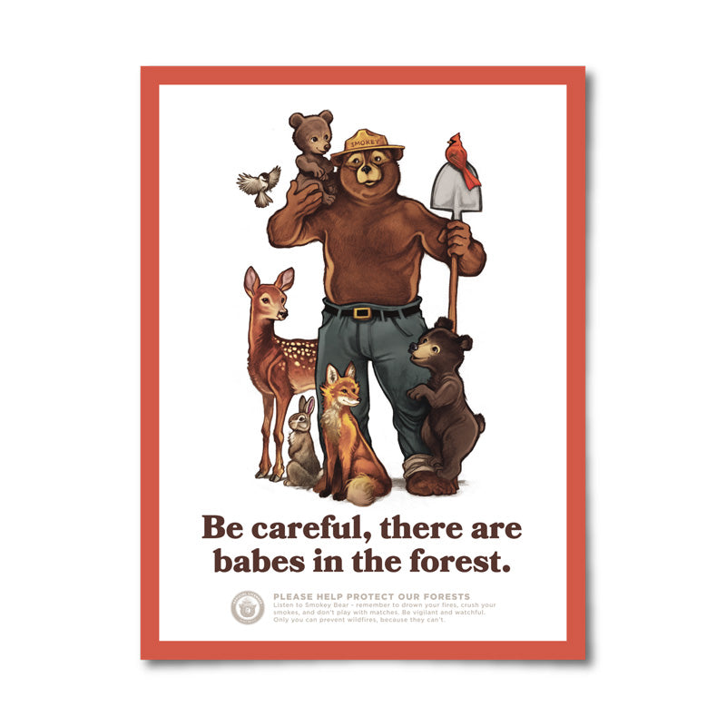 Babes in the Forest Smokey Bear 12" x 16" Poster