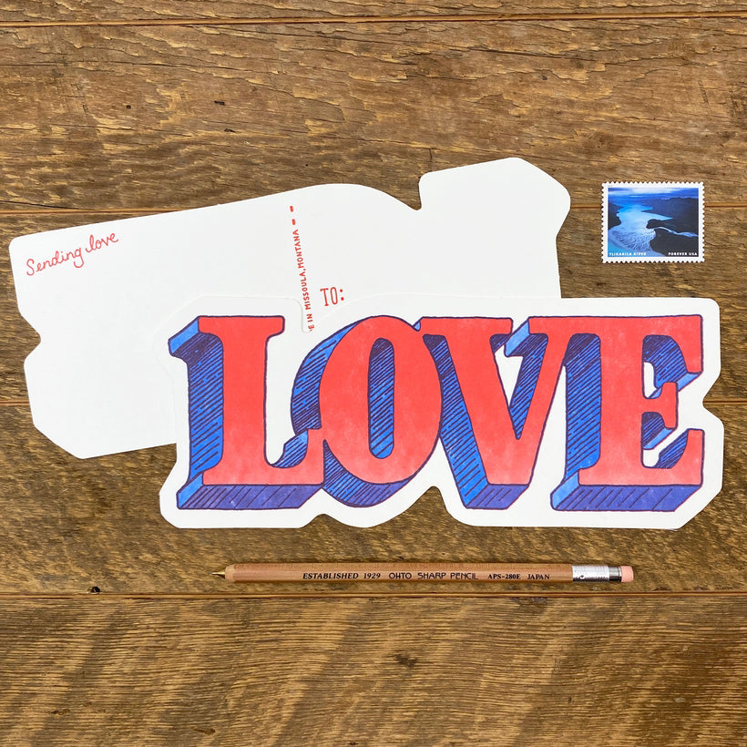 LOVE Type Diecut Postcard