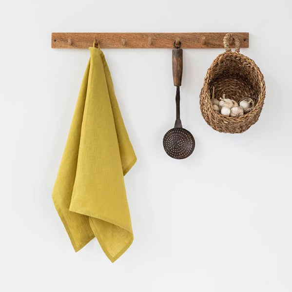 Gray Plaid and Mustard Yellow Tea Towels
