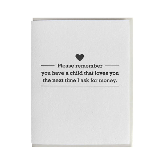 Ask for Money Mother's or Father's Day Card
