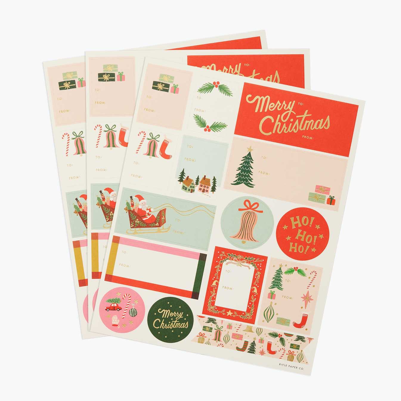 Deck the Halls Holiday Gift Tag Sticker Sheets (Set of 3 Sheets)