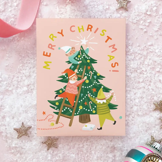 Merry Christmas Elf Tree Holiday Card